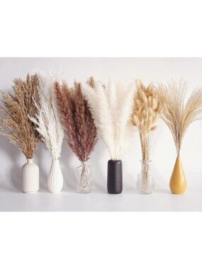 New 110 PCS Dried Pampas Grass Bouquet, Boho Table Decor